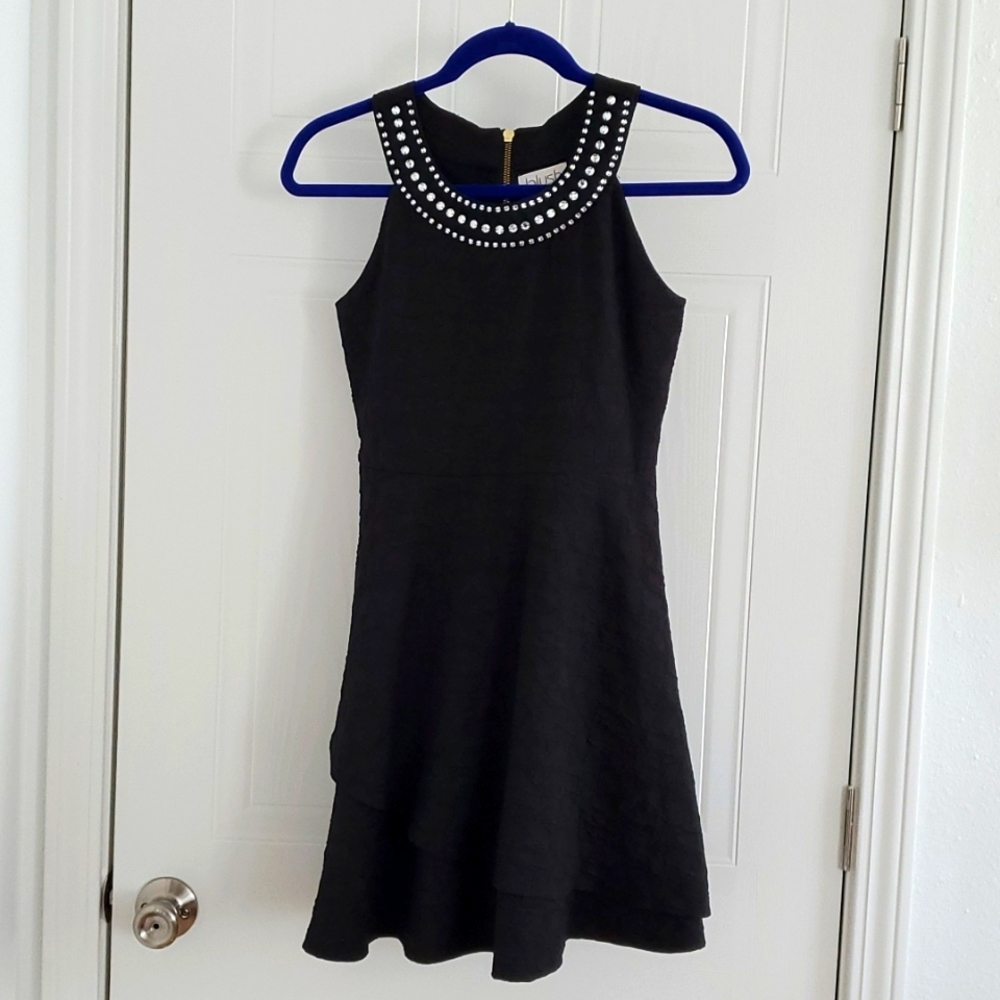 Blush by Us Angels Black Rhinestone studded Girls dress